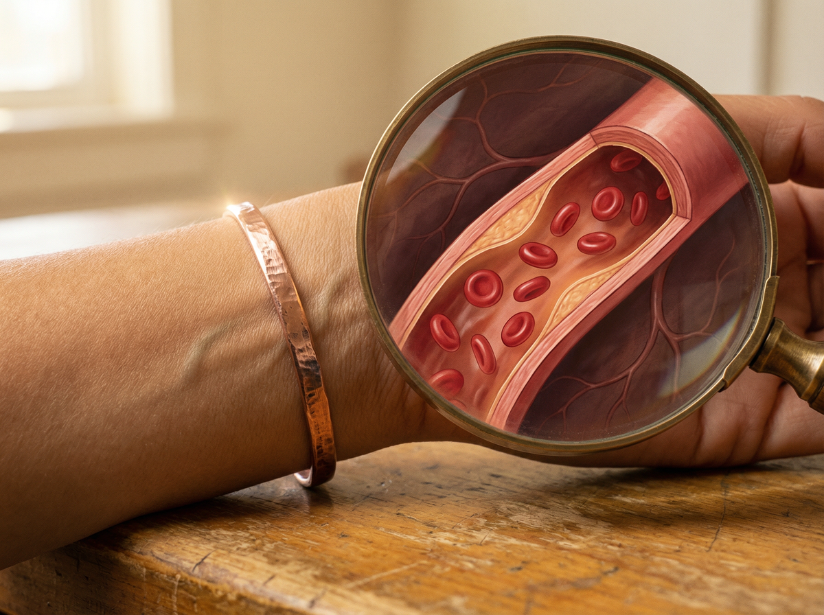 Copper worn at the wrist pulse point