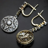 Rounded dangling crystalline vintage earrings