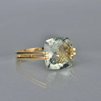 Vintage Green Cubic Glass Gold Ring