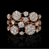 Vintage Intarsia Ring with Light Stones in Rose Gold
