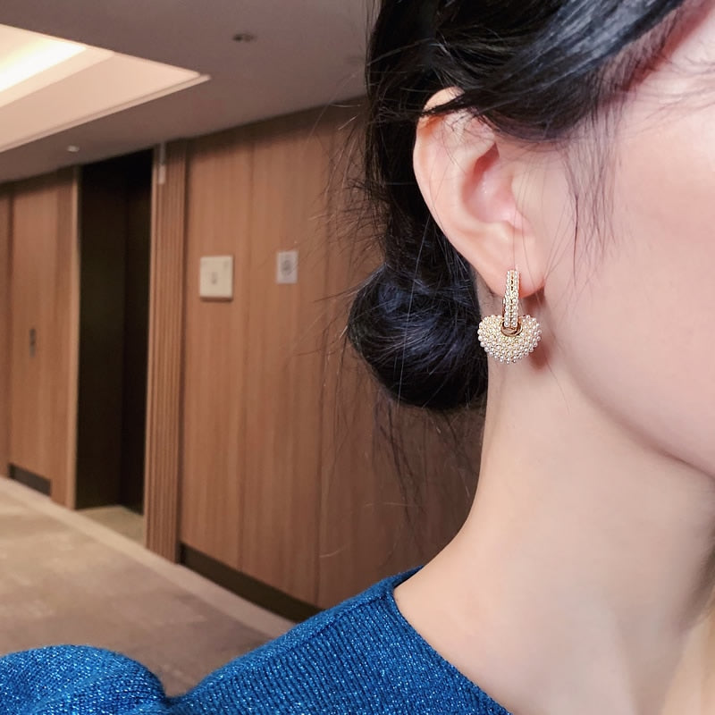 Gold earrings "Pearls of Love