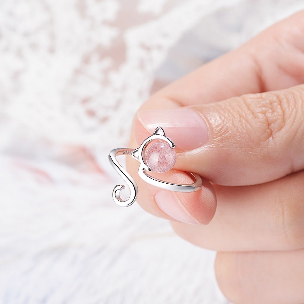 Rose Catkin Ring made of 925 Sterling Silver and Agate