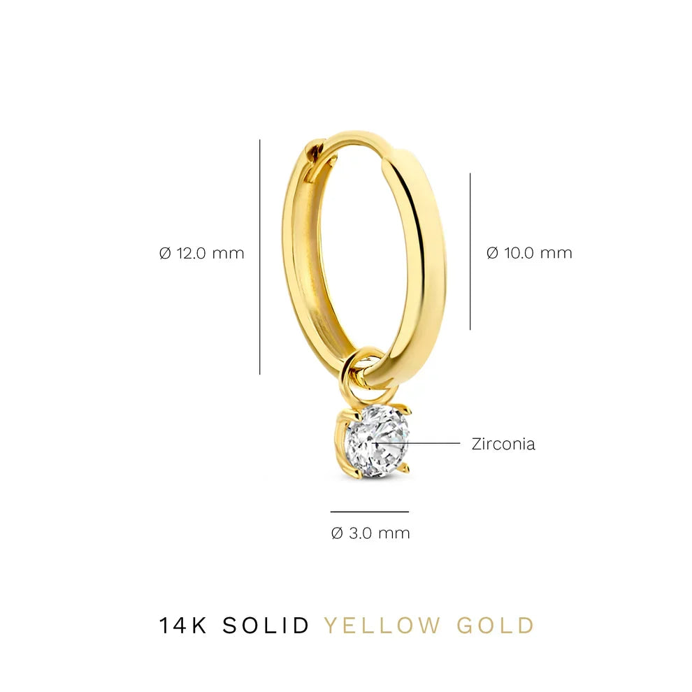 Larmes de Lune Stone Hoop Earrings | Gold 14k