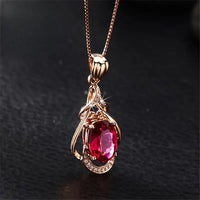 Elegant Red Crystal Gold Necklace