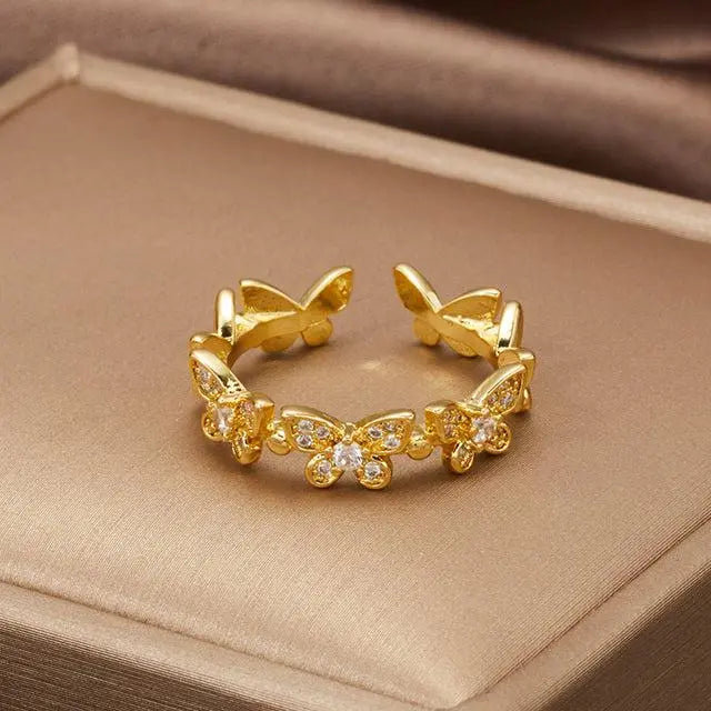 Adjustable Butterfly Ring in Gold
