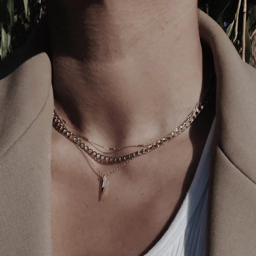 Flat Link Curb Chain Necklace | Gold 16k