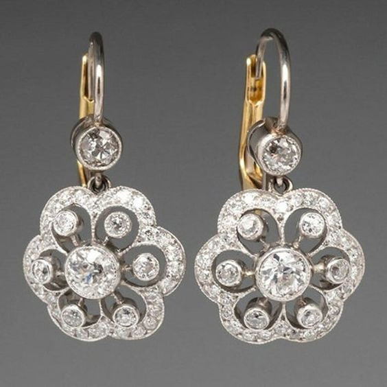 Vintage Mandala Earrings with Glitter Elements and Zirconia