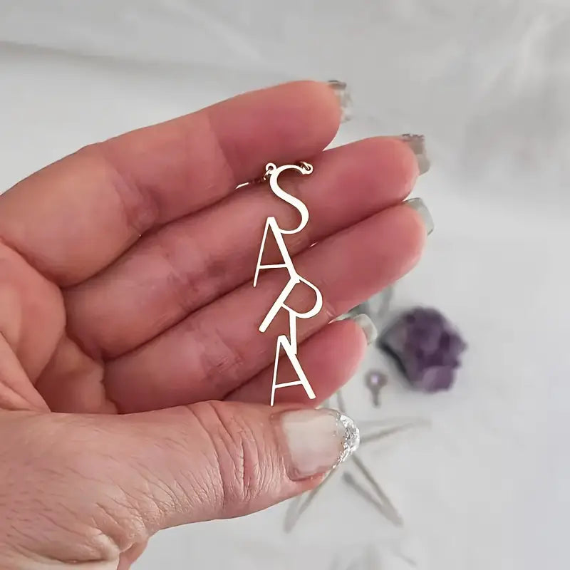 Custom Name Necklace with Vertical Lettering