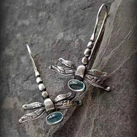 Vintage Dragonfly Silver Earrings