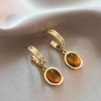 Orange Crystal Earrings in Gold