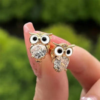 Vintage Owl Earrings Made of Crystal