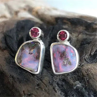 Lilac Vintage Earrings with Red Zirconia