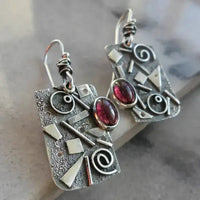 Red Rectangular Vintage Earrings