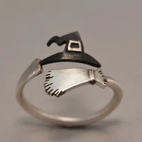 Adjustable Silver Witch Hat Ring