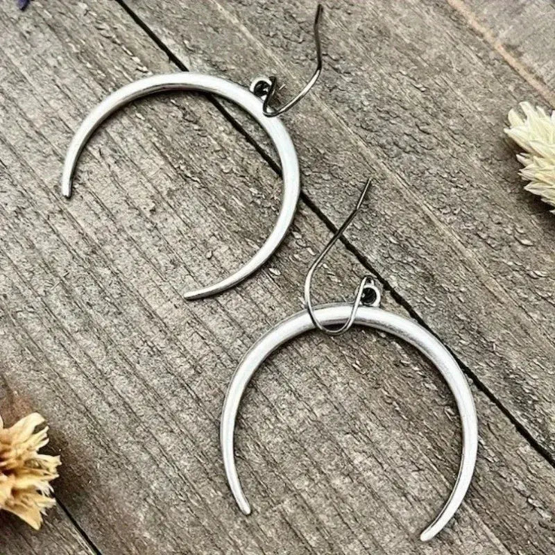 Vintage Half-Moon Earrings in Gold and Silver