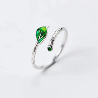 Green Leaf Enamel Ring