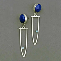 Vintage blue stone in silver earrings