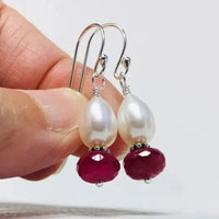 Vintage earrings with pearls and red stones