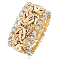 Golden braided ring with zirconia