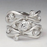 Vintage Irregular Zirconia Silver Ring
