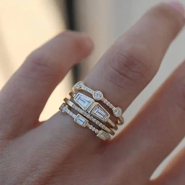 Vintage Gold and Zirconia Ring Set