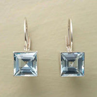 Vintage earrings made of blue cubic glass