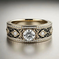 Gold-Plated Vintage Ring with Crystal