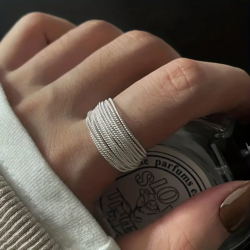 Layered Light Silver Ring