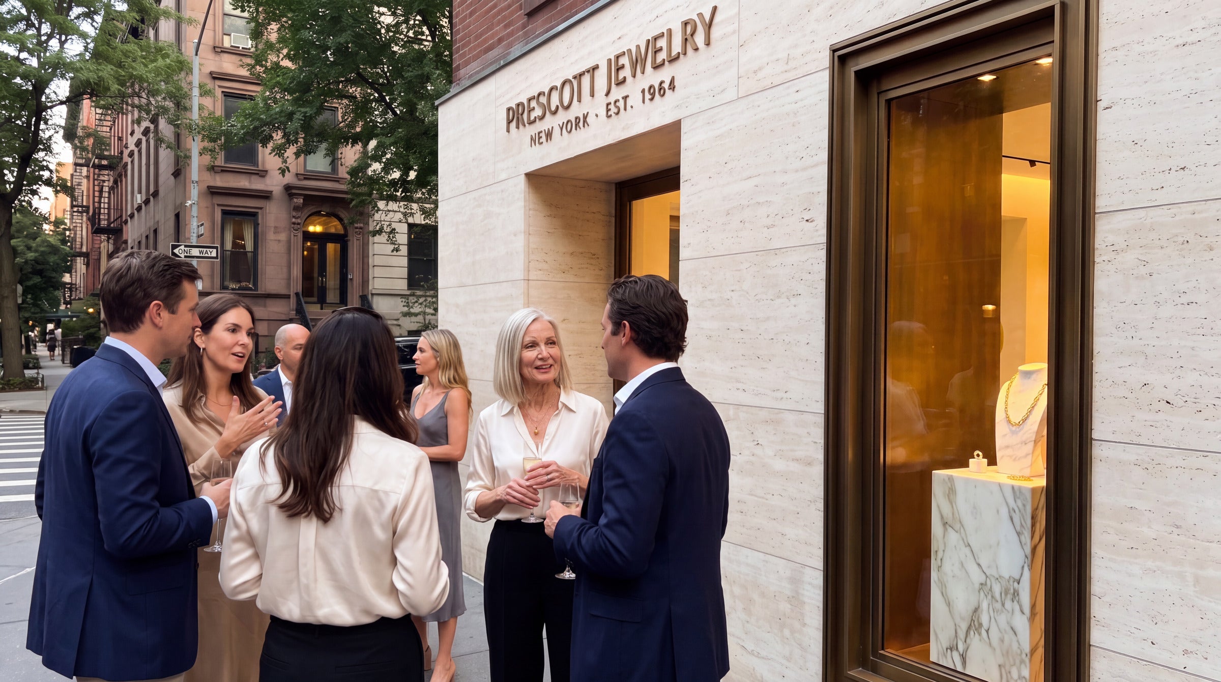 Guests outside the shop on the evening of the farewell